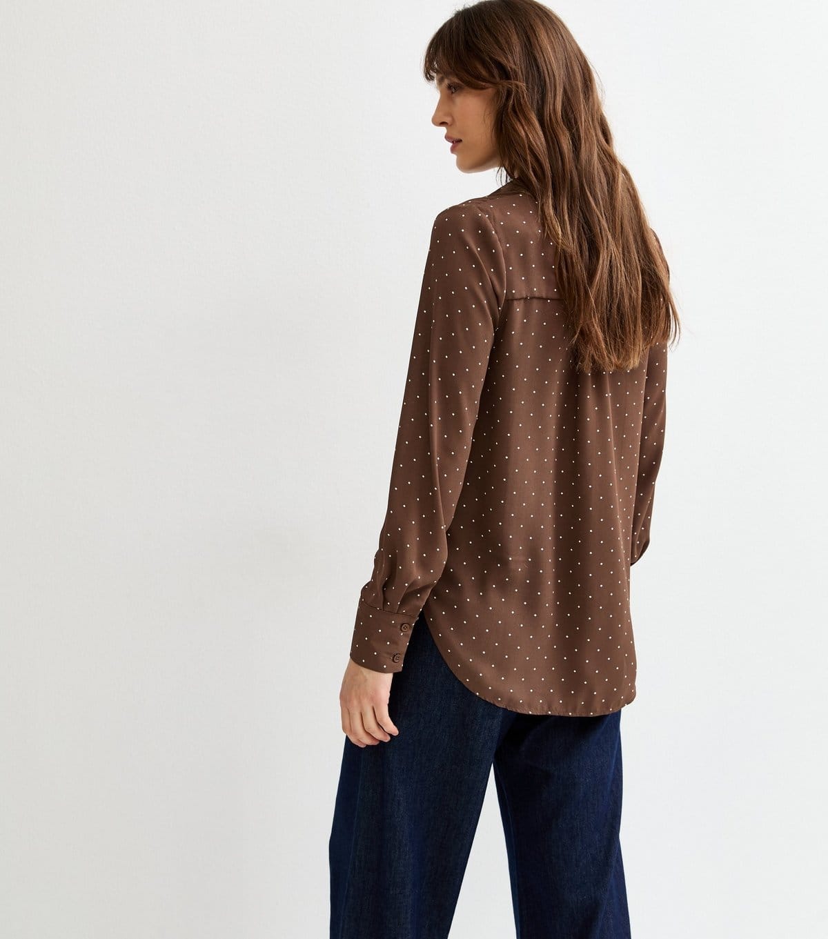 New Look Women's Tall Brown Spotty Button Up Shirt New Look - 4