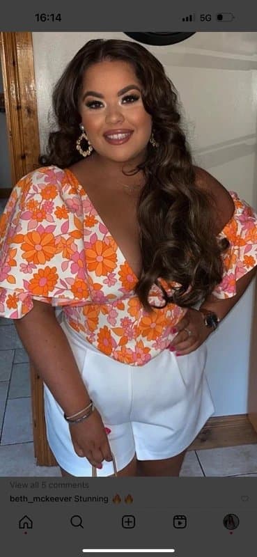 ASOS Asos luxe corset off shoulder top in 60s floral