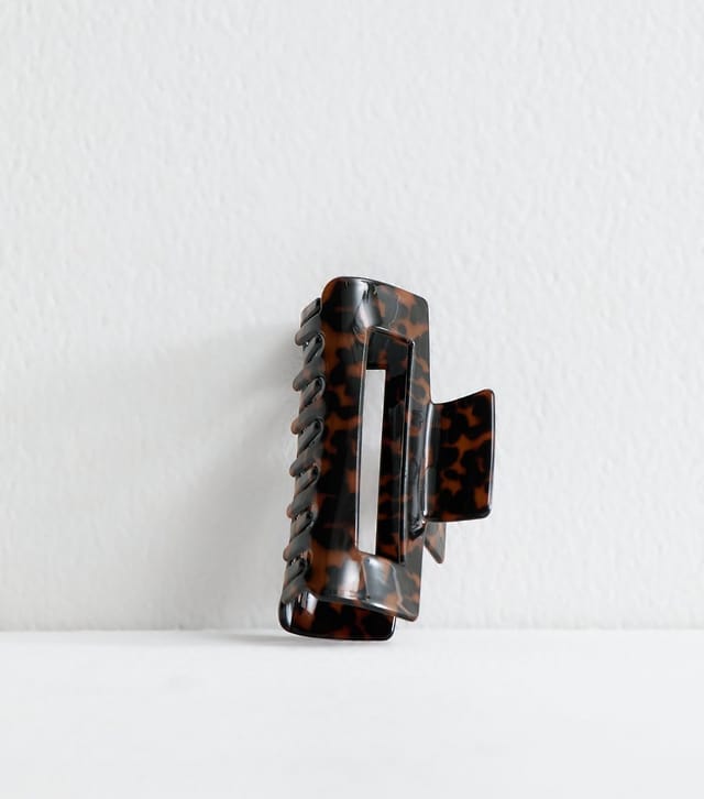 New Look Dark Brown Tortoiseshell Effect Rectangular Hair Claw Clip New Look - 2
