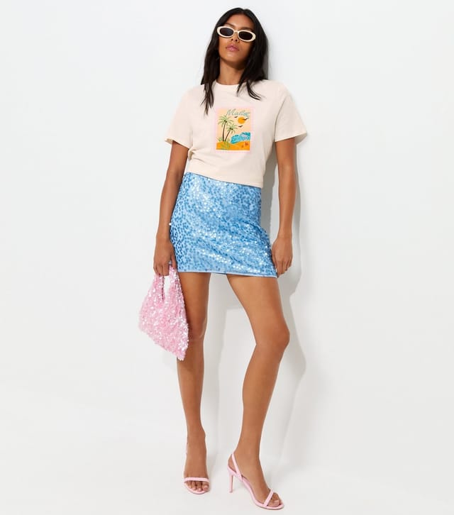 New Look Women's Off White Cotton Malibu Beach Print T-Shirt New Look - 3