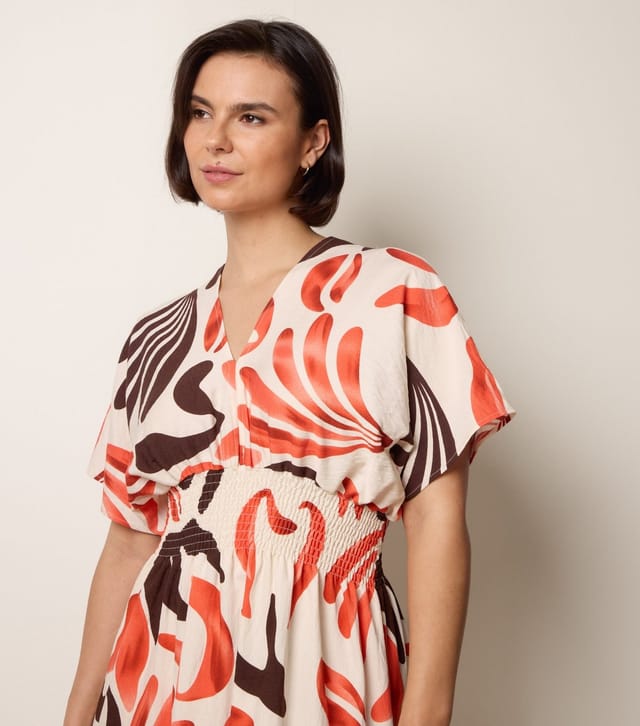 Blue Vanilla Women's Bright Orange Printed Midi Dress Blue Vanilla New Look - 3