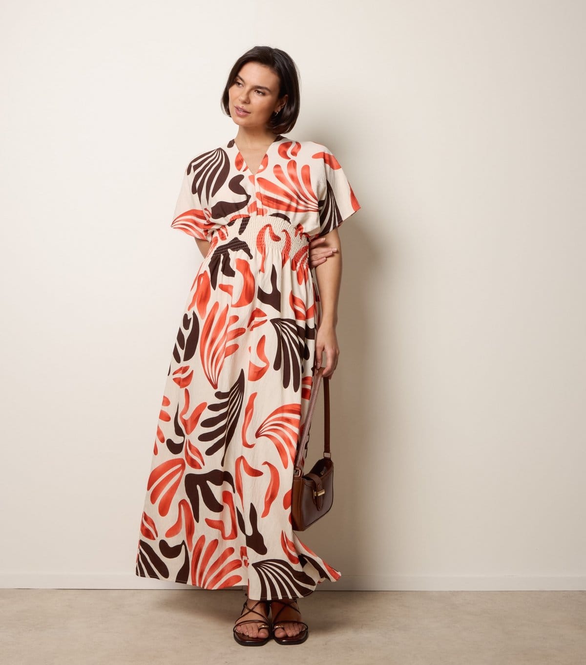 Blue Vanilla Women's Bright Orange Printed Midi Dress Blue Vanilla New Look - 4