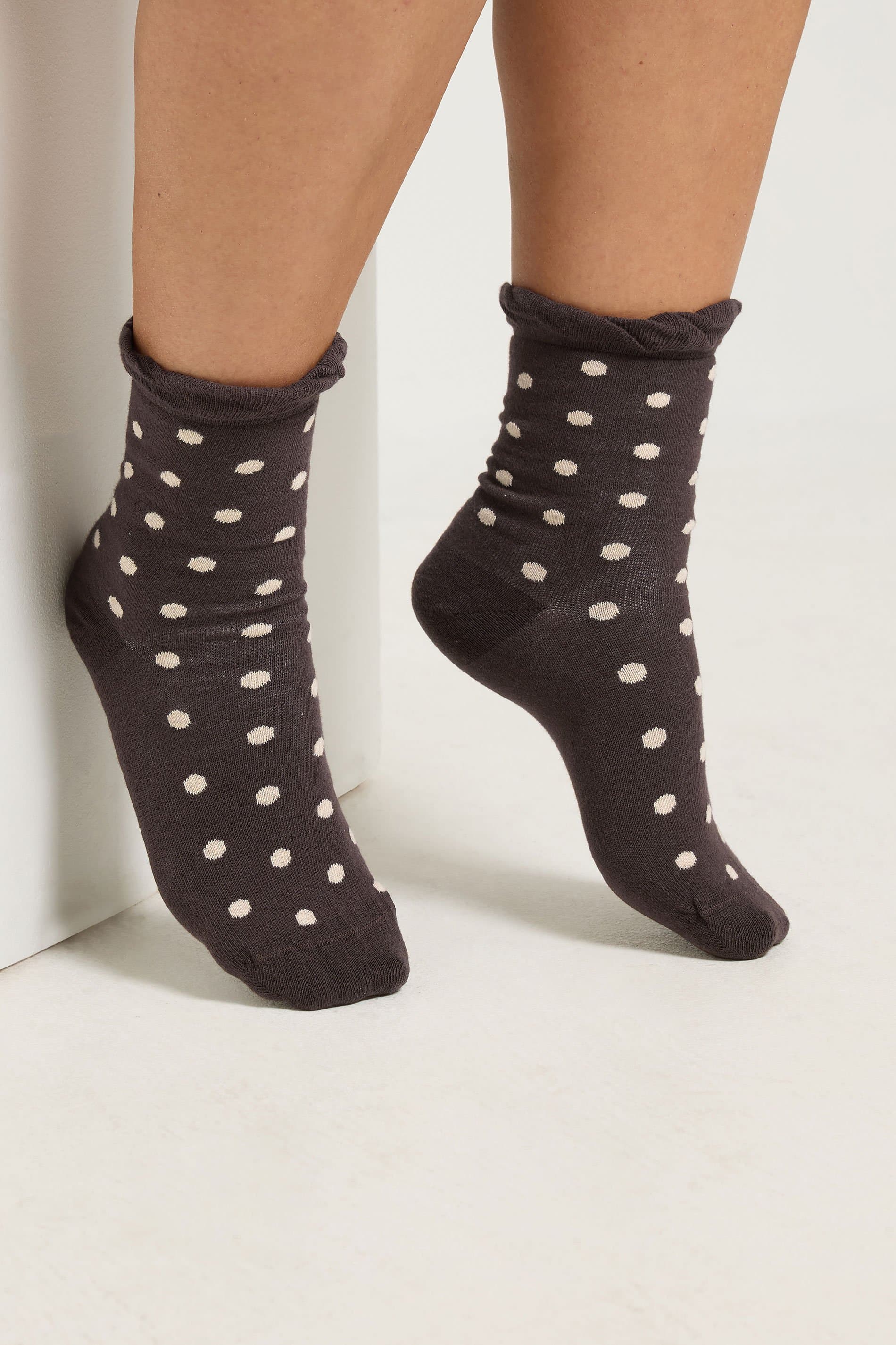 Yours 4 Pack Brown & Pink Polka Dot Ankle Socks