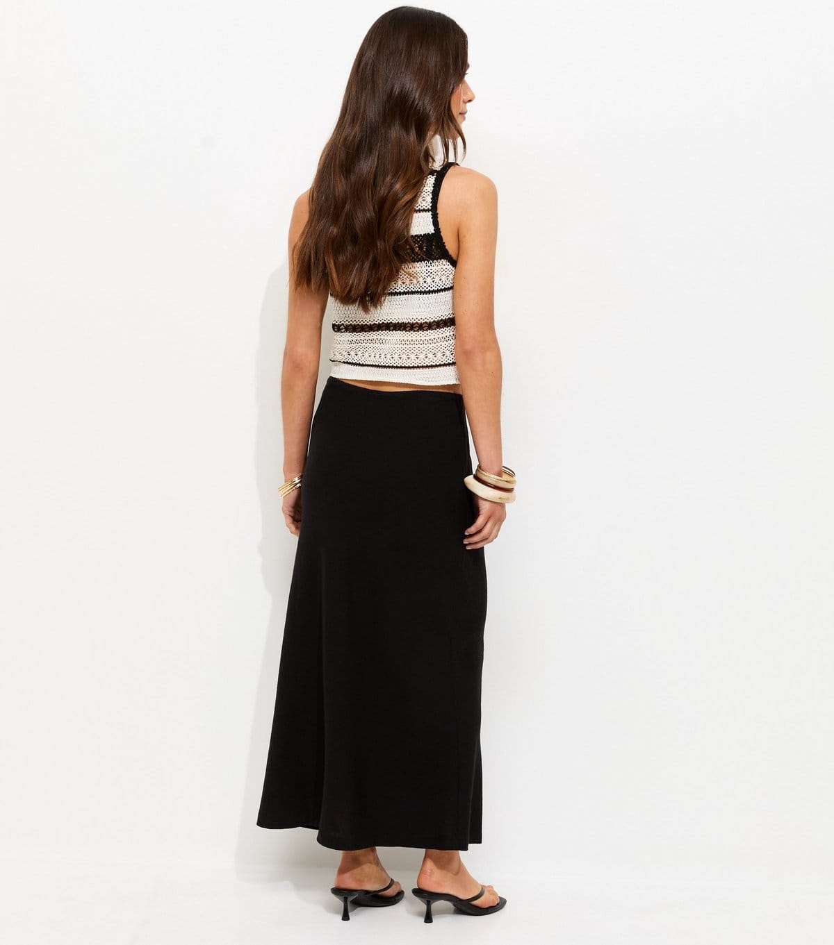 New Look Women's Petite Black Linen Look Bias Cut Tie Waist Midi Skirt New Look - 4
