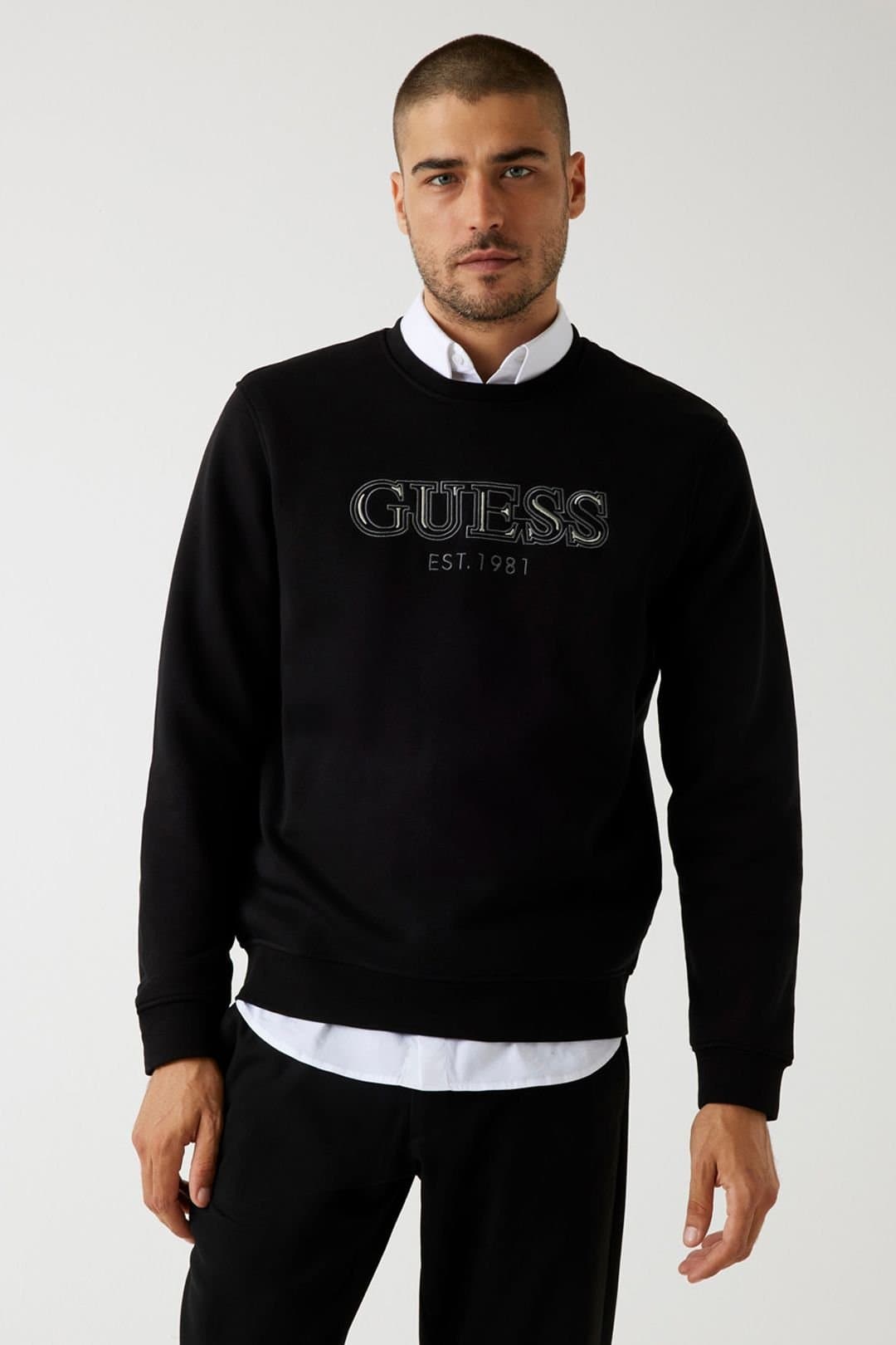 Guess Guess Men's Crew Neck Sweatshirt Black