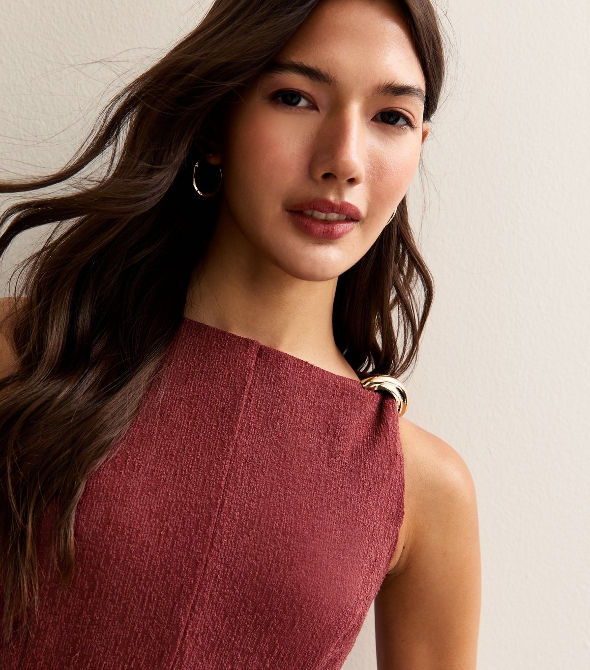 New Look Women's Dark Burgundy Shoulder Ring Mini Dress New Look - 3