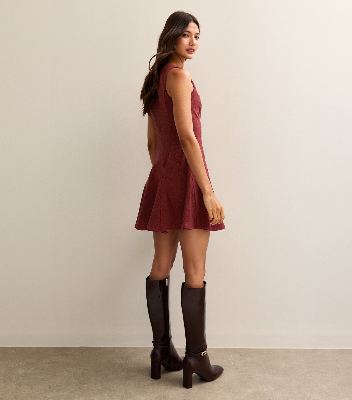 New Look Women's Dark Burgundy Shoulder Ring Mini Dress New Look - 4