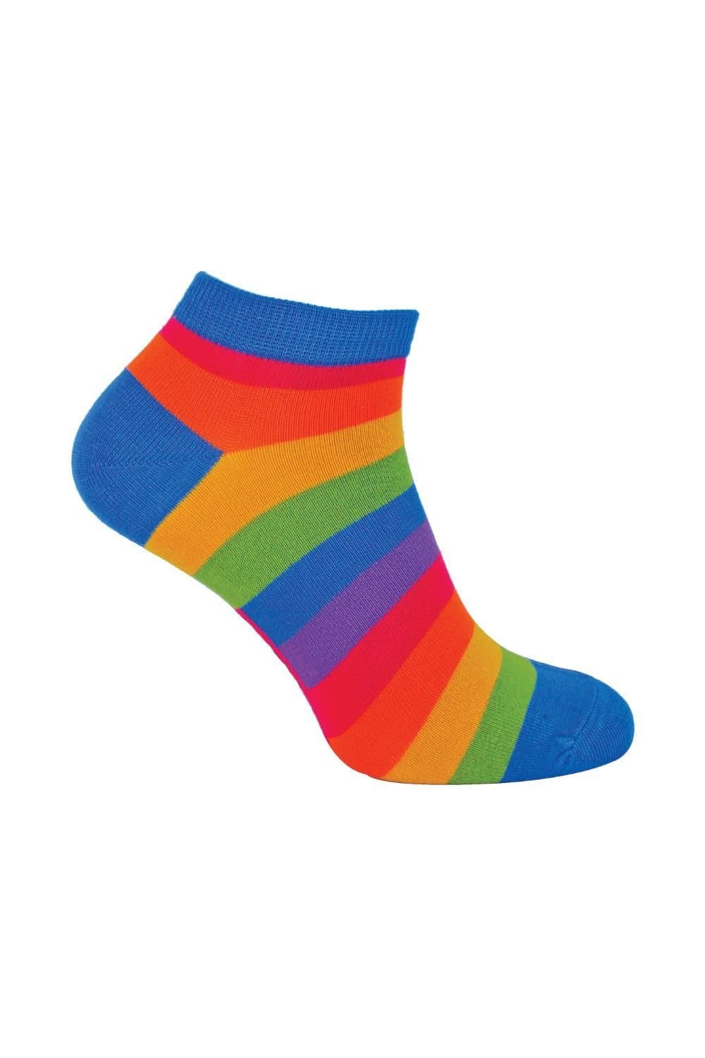 Mr Heron Mr Heron Men's 1 Pack Rainbow Striped Bamboo Trainer Socks