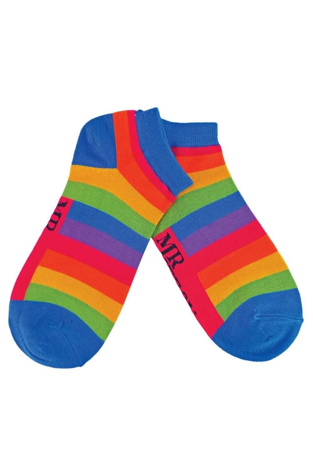Mr Heron Mr Heron Men's 1 Pack Rainbow Striped Bamboo Trainer Socks - 3