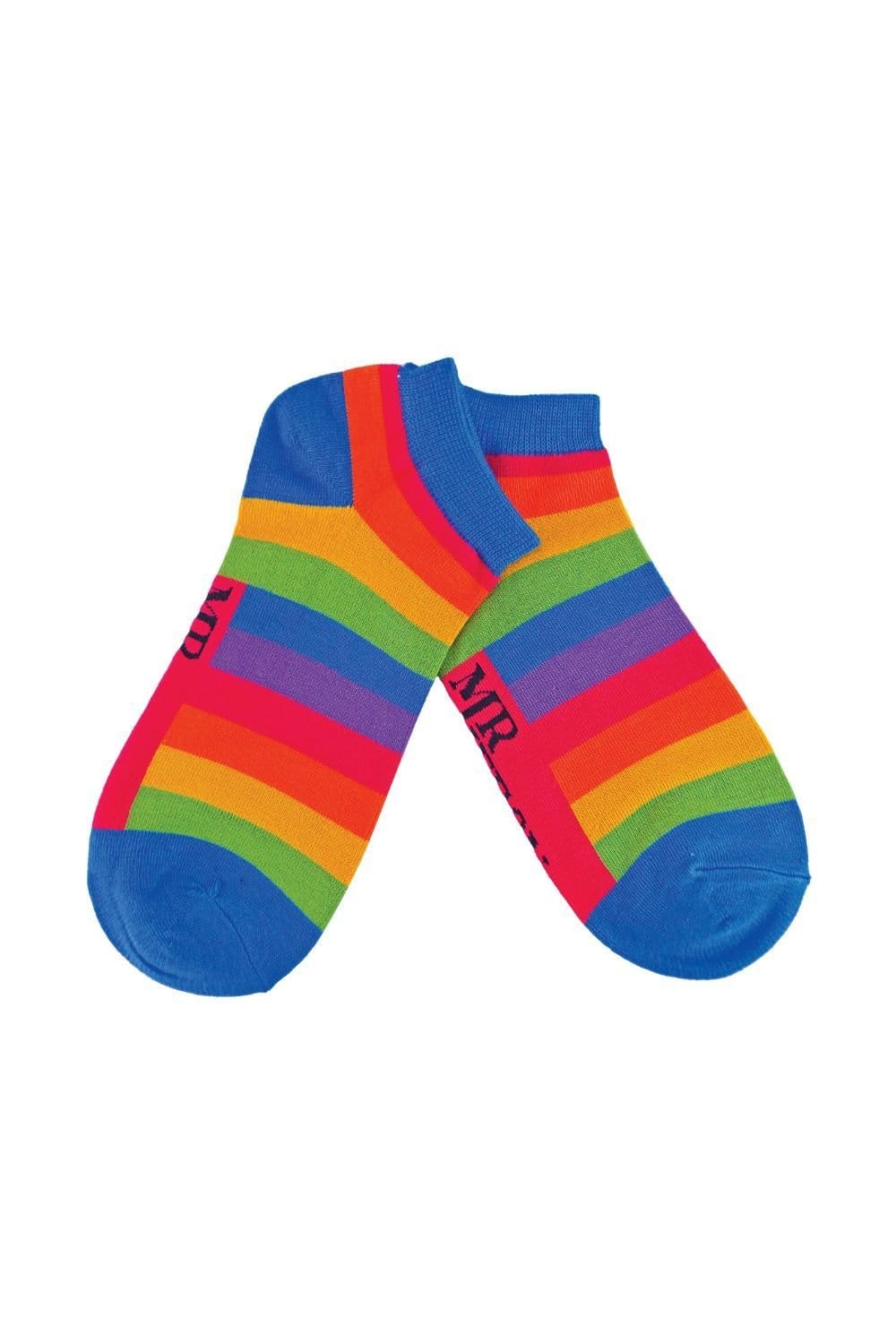 Mr Heron Mr Heron Men's 1 Pack Rainbow Striped Bamboo Trainer Socks - 4