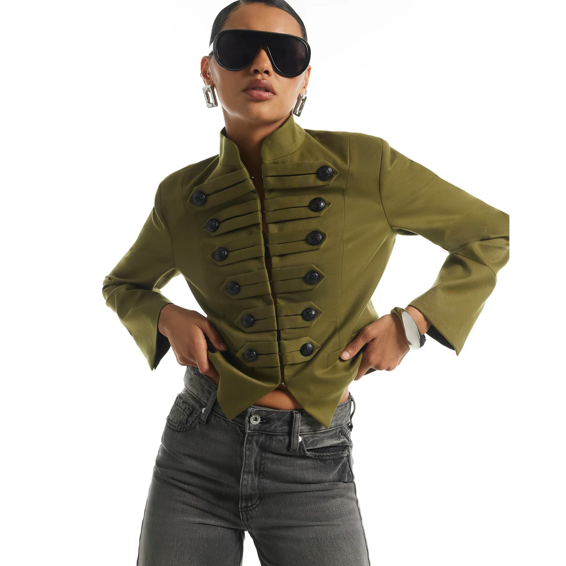 River Island River Island Womens Khaki Military Jacket