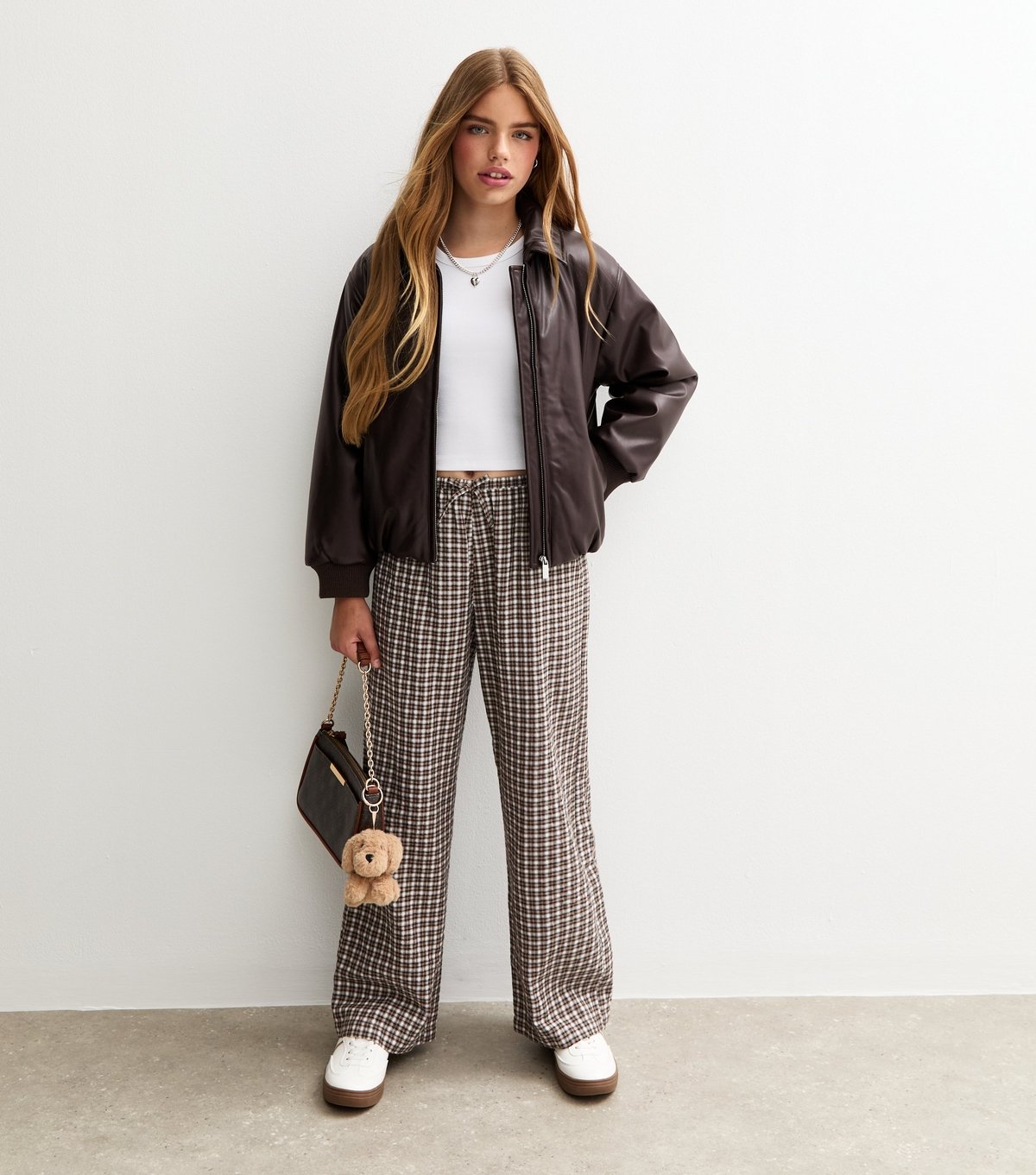 New Look Girls' Dark Brown Bubble Hem Faux Leather Jacket New Look - 3