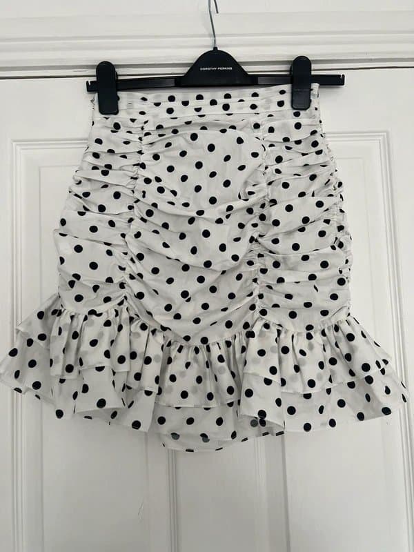ASOS White and Black Polta Dot Ruched Skirt