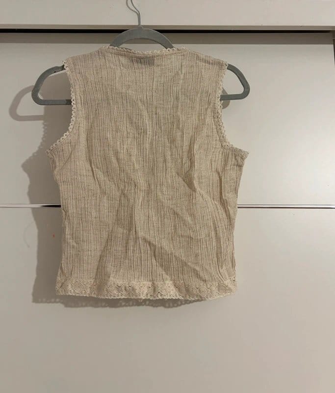 ASOS Design Cream Linen Waistcoat Top