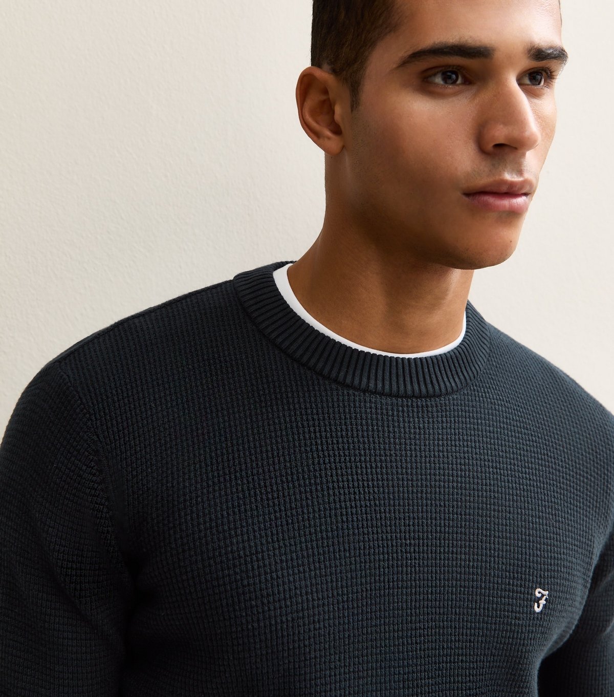 Farah Men's Navy Regular Fit Knitted Crew Neck Jumper Farah New Look - 3