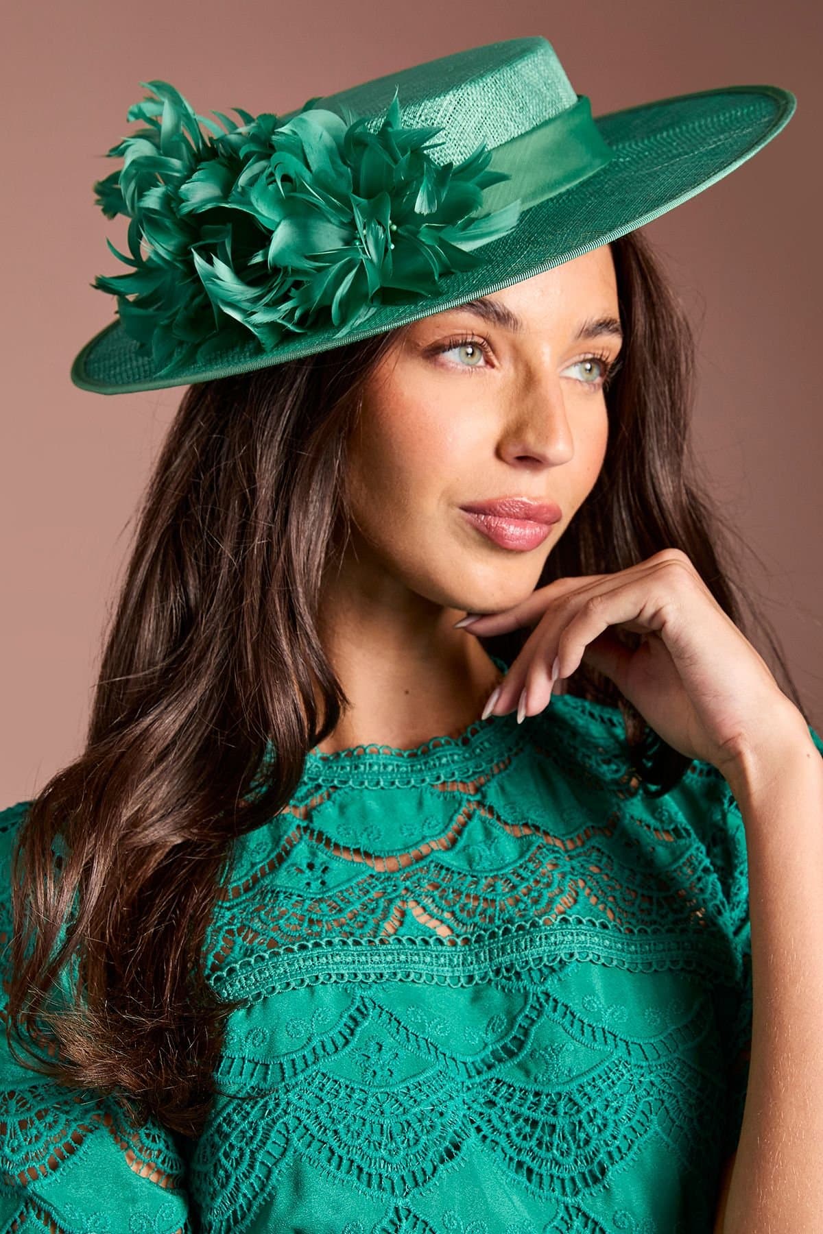 Coast Coast Women's Lisa Tan Floral Detail Boater in Green