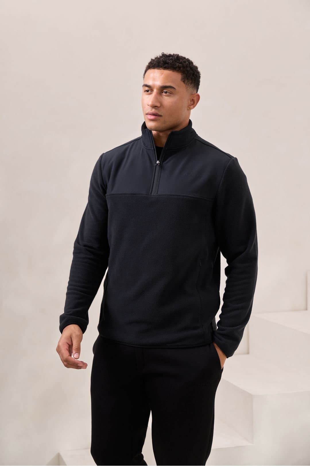Gym King GYM KING Men's 1/4 Zip Polar Fleece Black