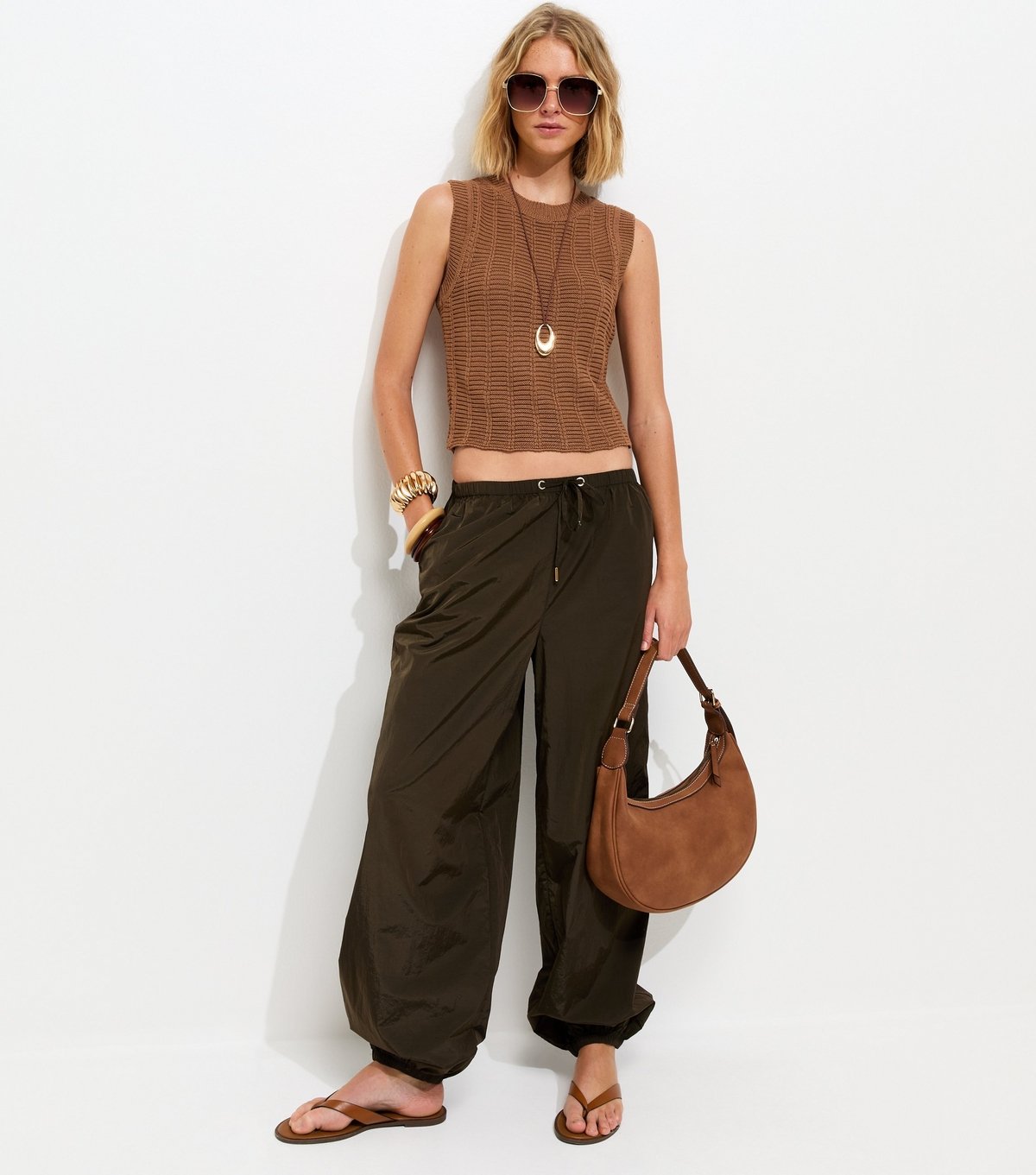 New Look Women's Tan Chunky Knit Stitch Crop Vest New Look - 3