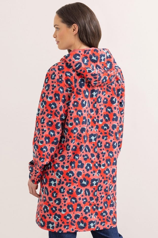 klass Klass. Women's Hooded Waterproof Animal Print Raincoat in Coral - 3