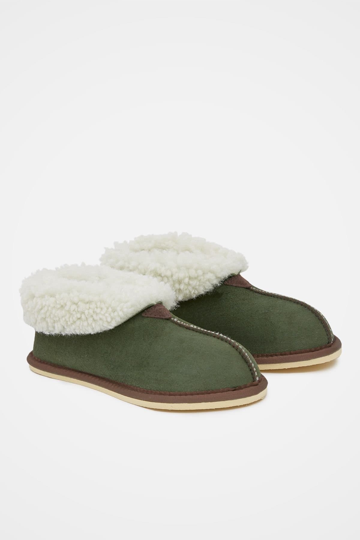 Celtic & Co Celtic & Co Women's Shearling Bootee Slippers in Dark Olive
