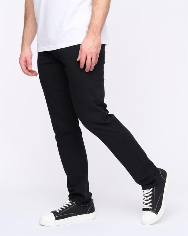 Duck&Cover Duck&Cover Franztown Men's Core Stretch Slim-Fit 5-Pocket Chino Trousers with Canvas Detail in Black - 3