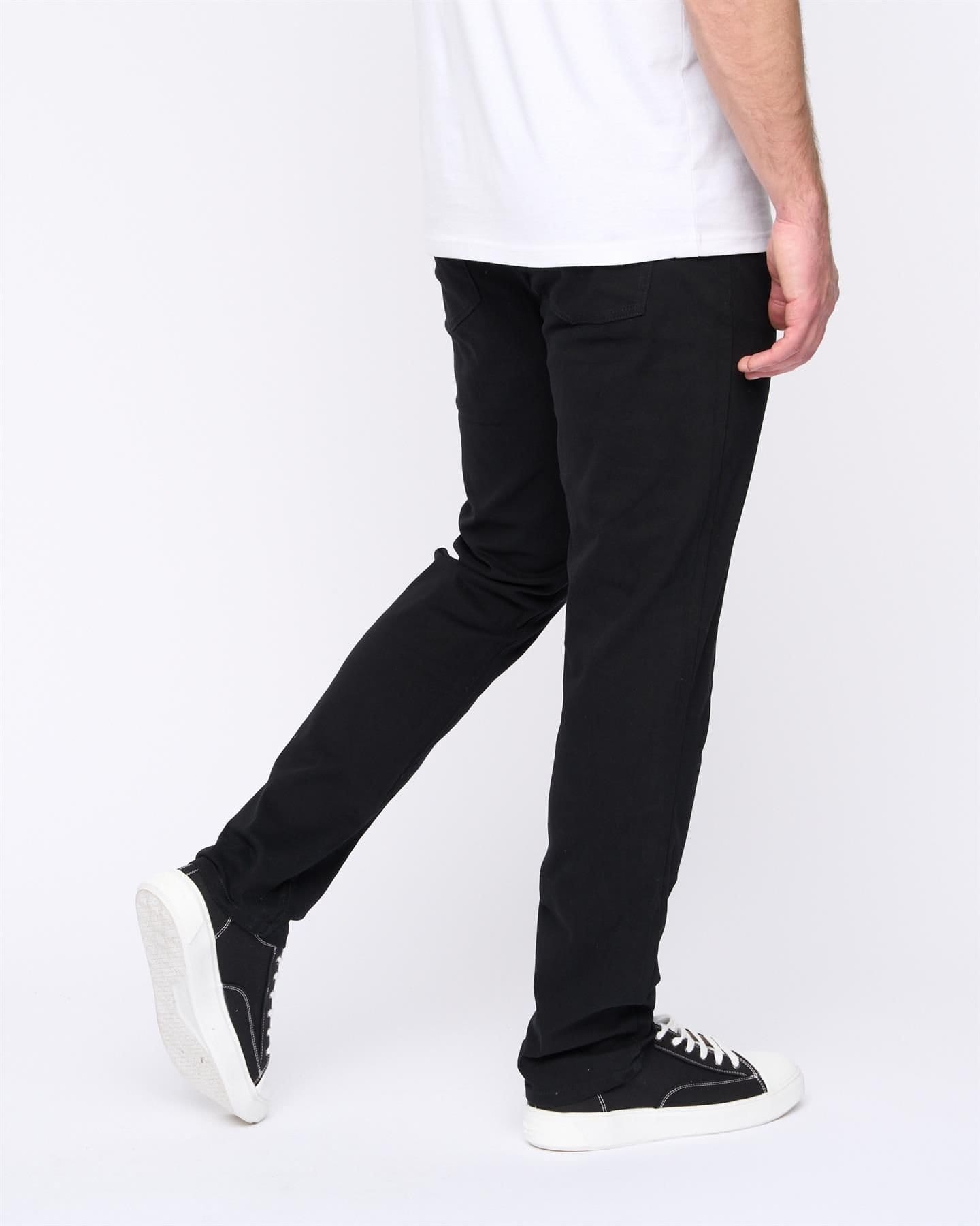 Duck&Cover Duck&Cover Franztown Men's Core Stretch Slim-Fit 5-Pocket Chino Trousers with Canvas Detail in Black - 4