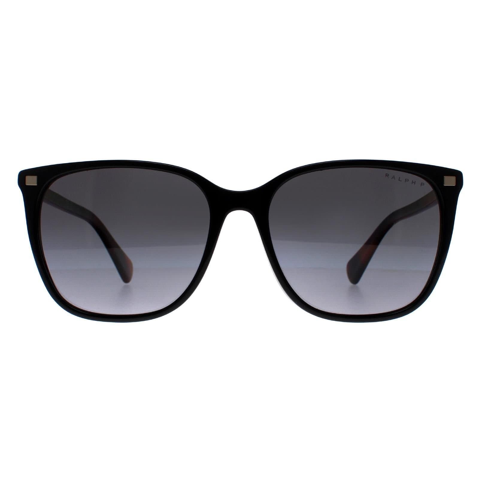 Ralph by Ralph Lauren Ralph by Ralph Lauren Women's Square Shiny Black with Havana Grey Gradient Polarized RA5293