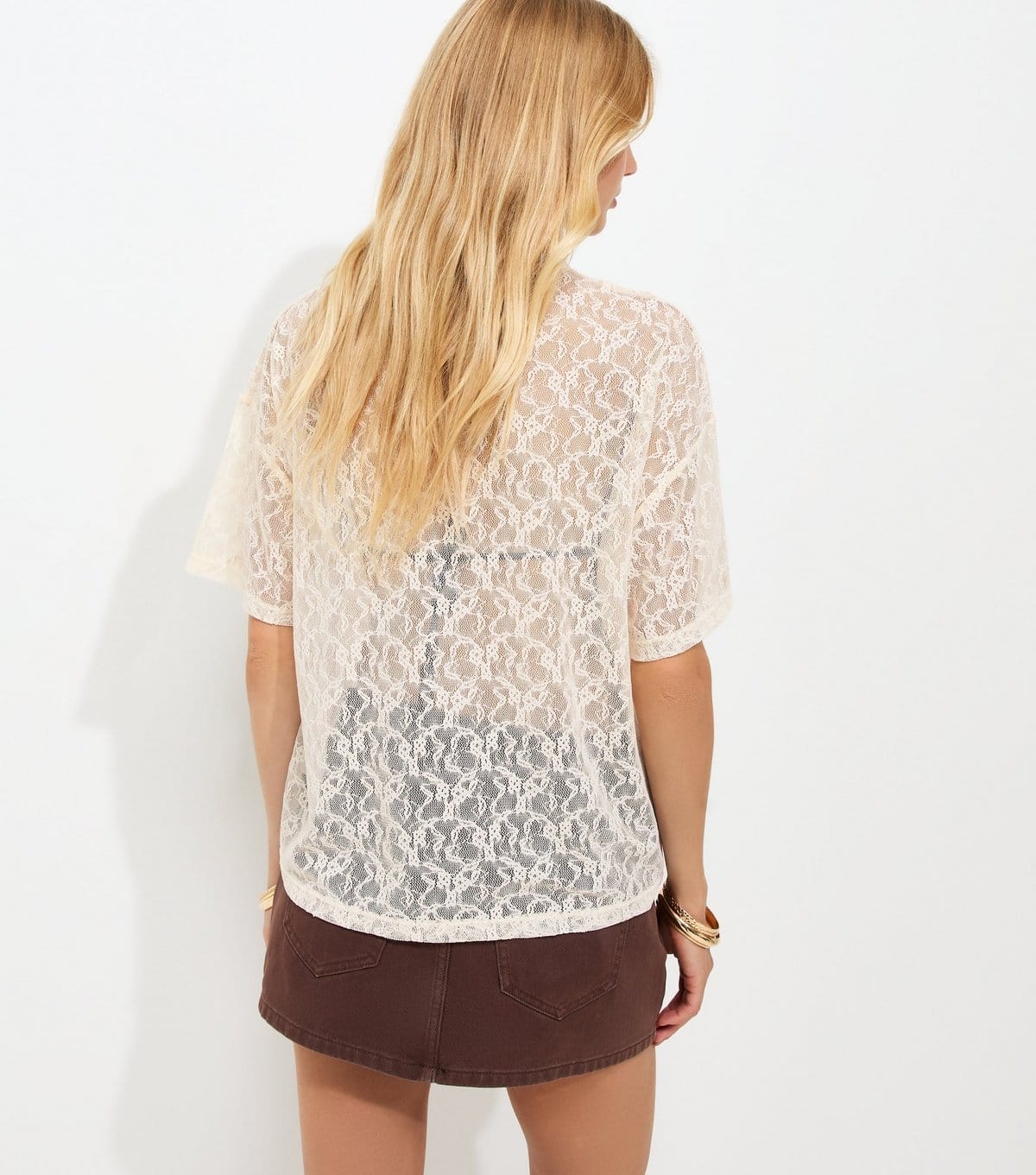 New Look Women's Cream Oversized Lace Boxy Fit Top New Look - 4