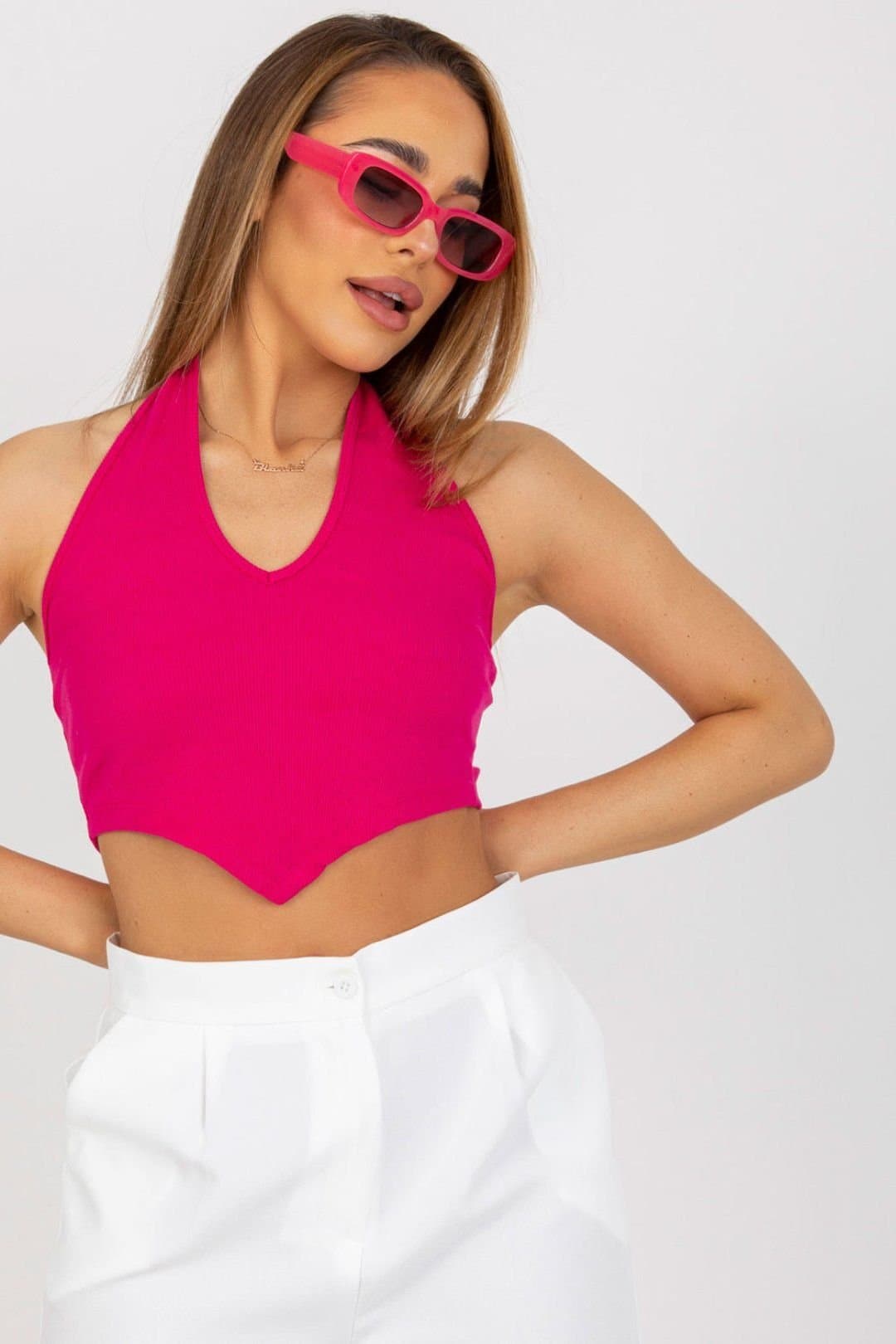 Love Lace Love Lace Women's Ribbed Short Sleeve Pullover Top in Pink