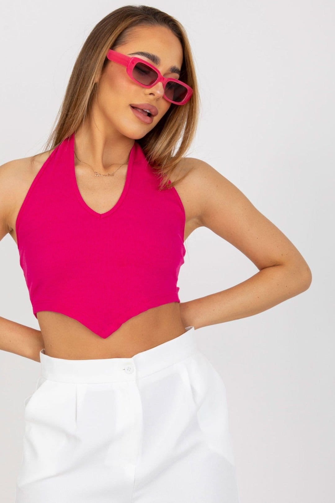 Love Lace Pink Ribbed Short Sleeve Pullover Top