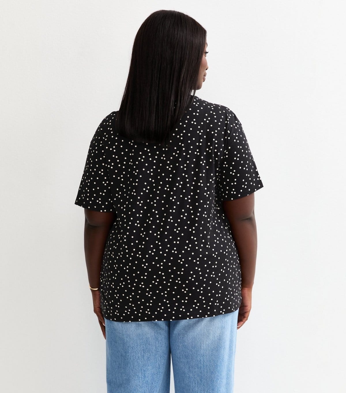 New Look Women's Plus Size Black Spot Print T-Shirt Curves New Look - 4