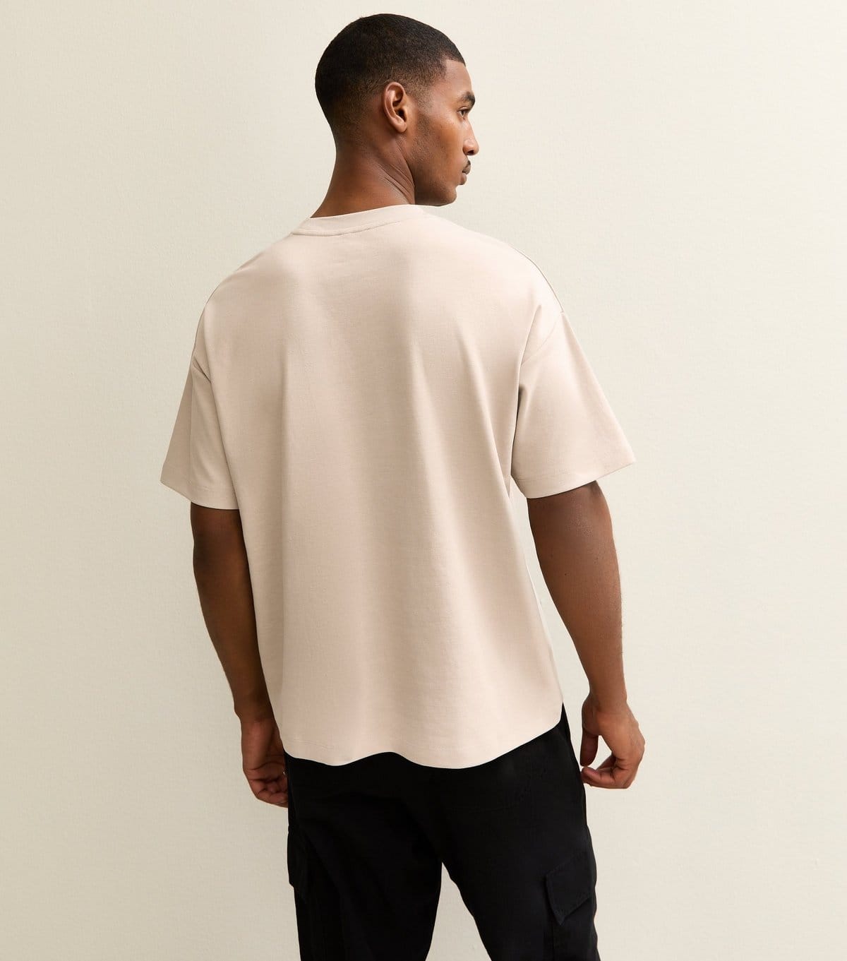 New Look Men's Stone Relaxed Heavyweight Crew Neck T-Shirt New Look - 4