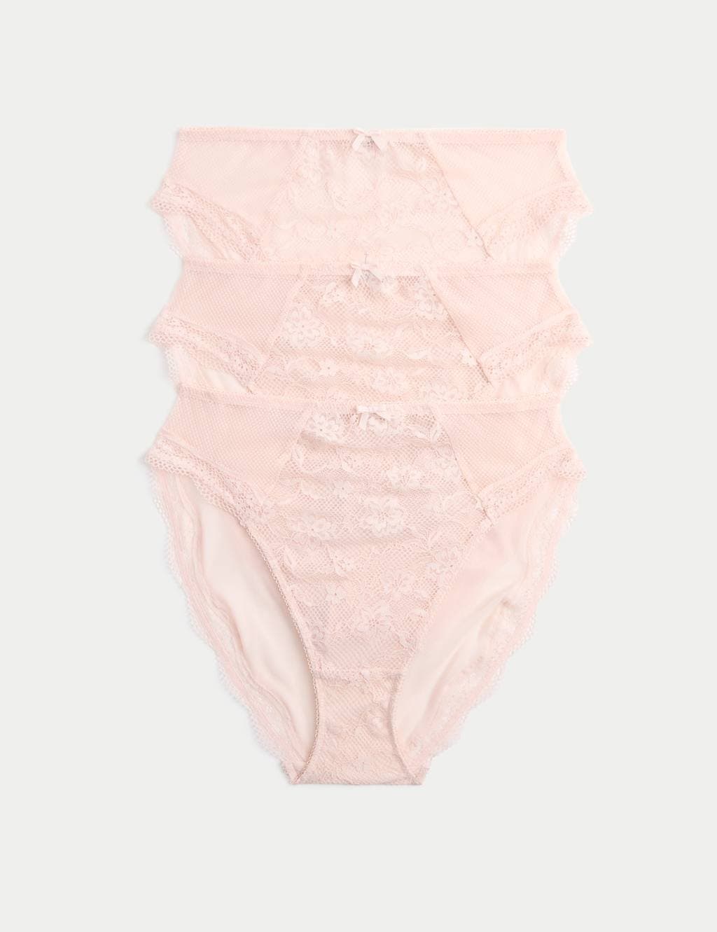 Marks & Spencer M&S 3pk Jasmine Lace High Waisted High Leg Knickers Soft Coral