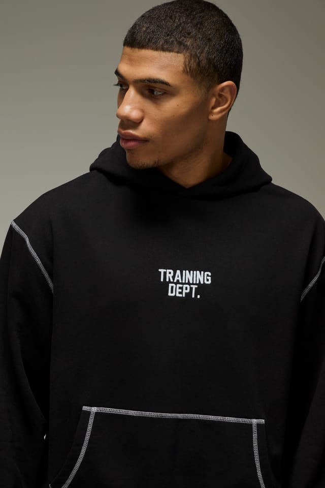 Training Dept. Training Dept. Men's Training Dept Oversized Contrast Stitch Hoodie in Black - 3