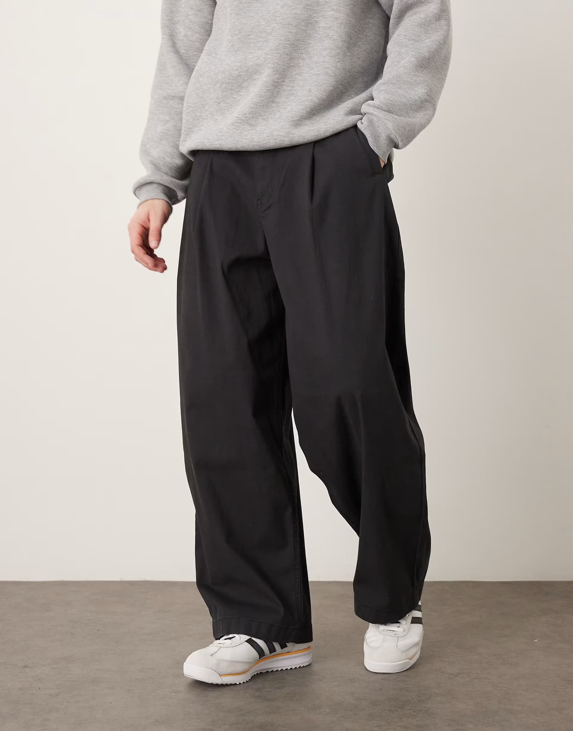 ASOS ASOS DESIGN oversized baggy trousers in black with pleats