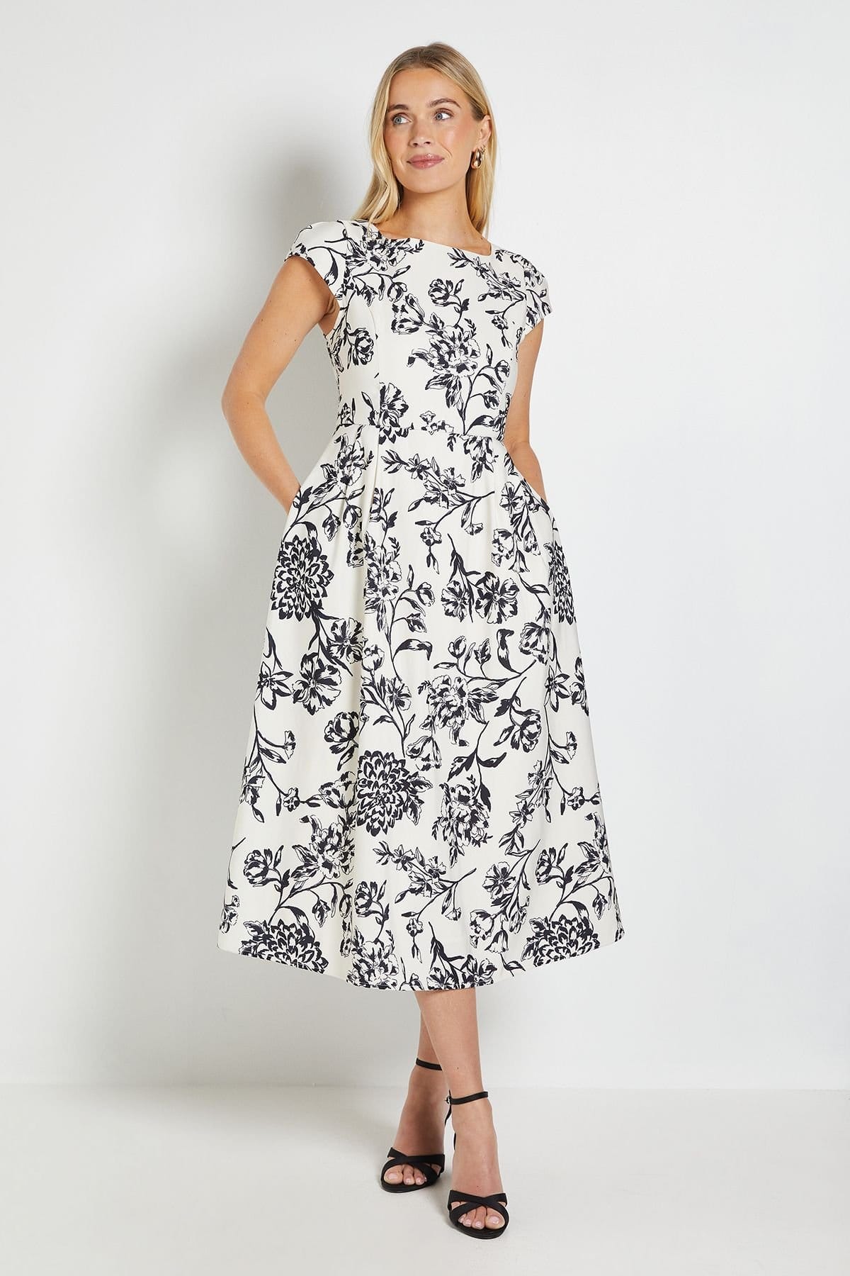 Wallis Ivory Floral Ottoman Midi Dress
