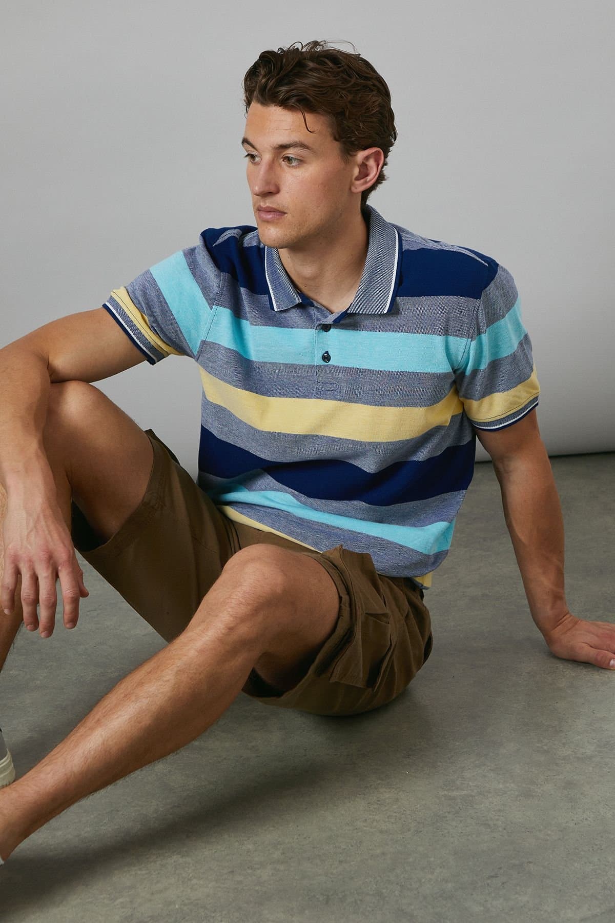 Maine Maine Men's Yellow Barbados Stripe Polo Shirt