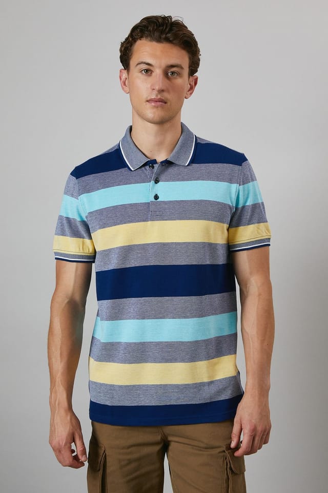 Maine Maine Men's Yellow Barbados Stripe Polo Shirt - 2