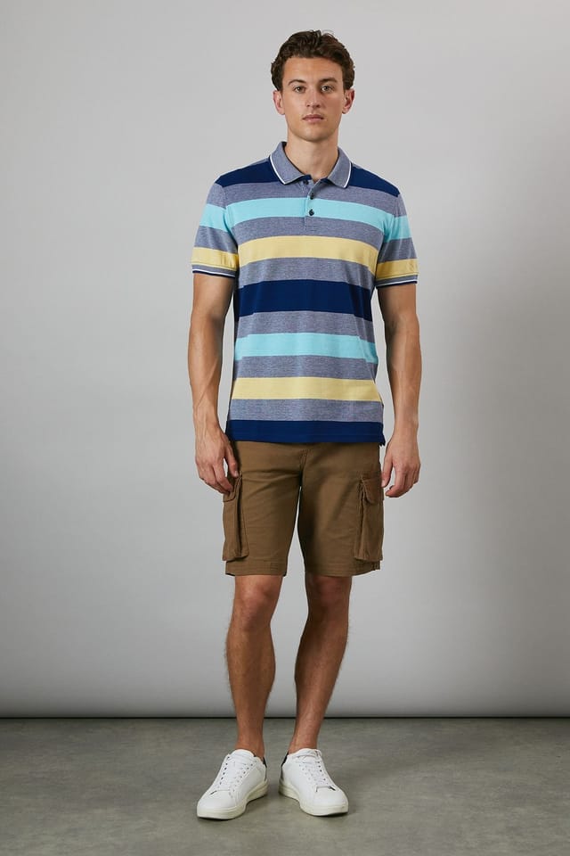 Maine Maine Men's Yellow Barbados Stripe Polo Shirt - 3