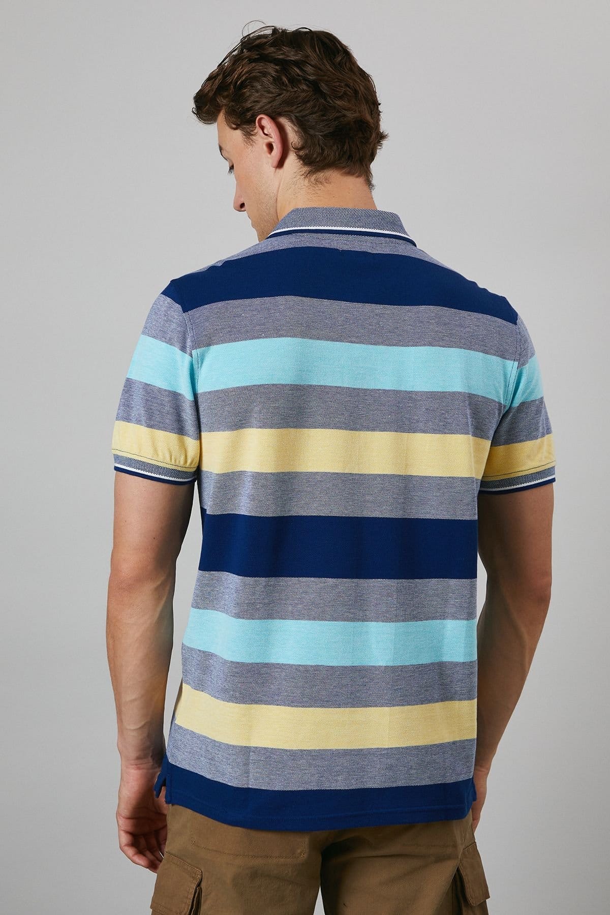 Maine Maine Men's Yellow Barbados Stripe Polo Shirt - 4