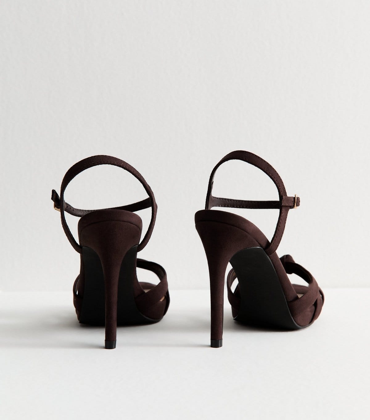 New Look Women's Dark Brown Faux Suede Stiletto Sandals Vegan New Look - 4