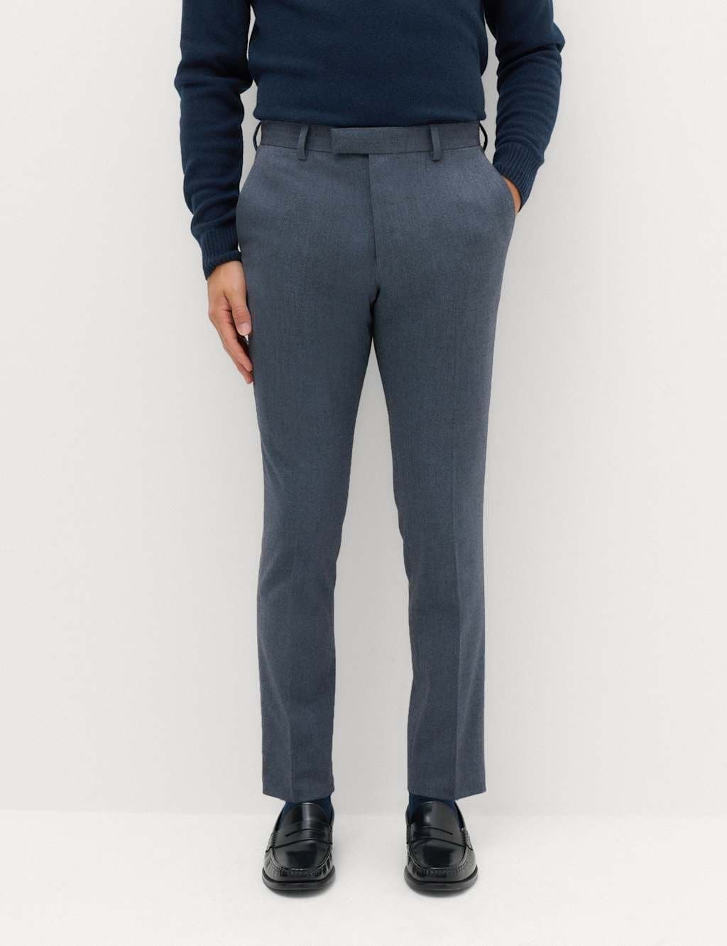 Marks & Spencer M&S Slim Fit Twill Suit Trousers Blue