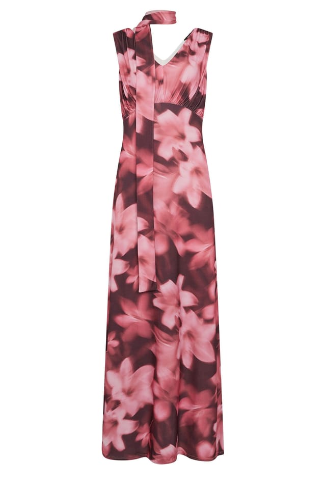 Long Tall Sally Long Tall Sally Women's Tall Floral Scarf Detail Maxi Dress in Pink - 2