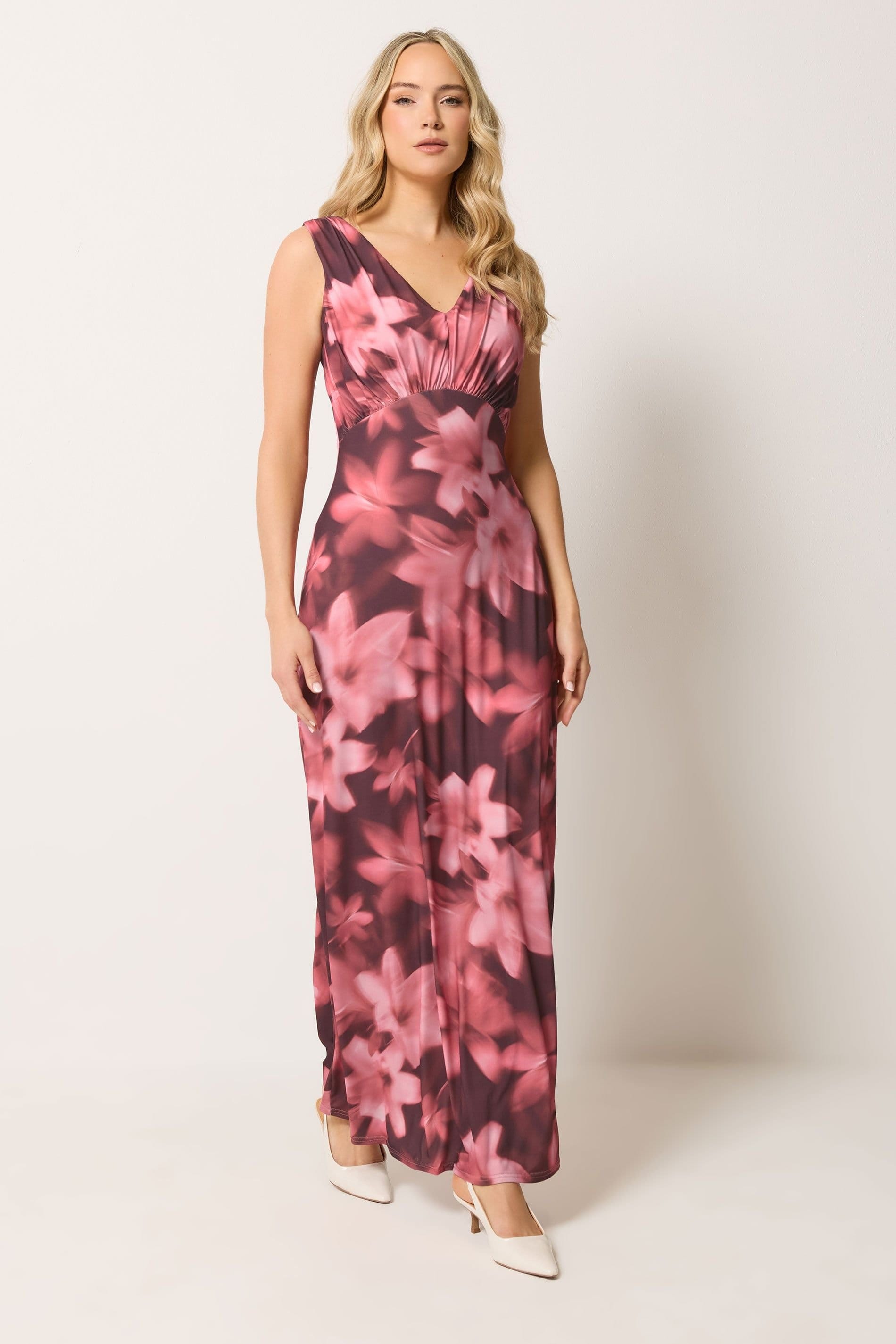 Long Tall Sally Long Tall Sally Women's Tall Floral Scarf Detail Maxi Dress in Pink - 4