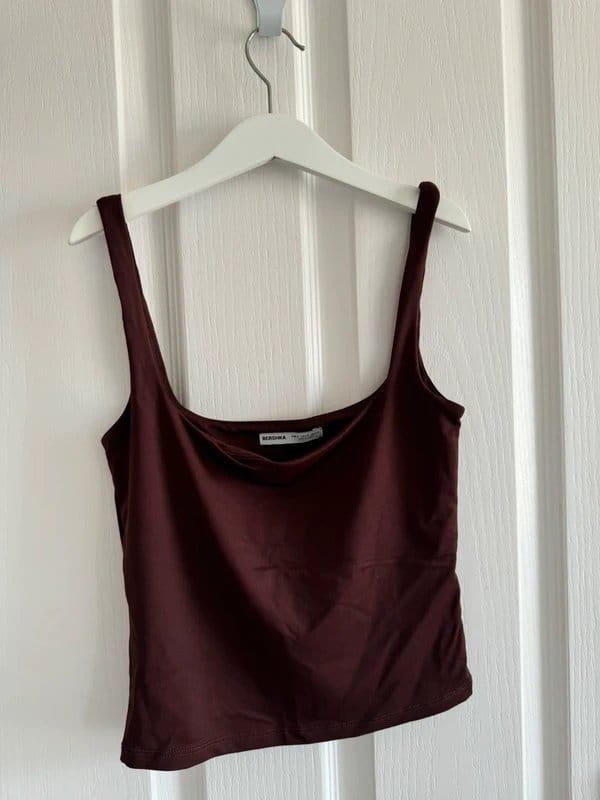 Bershka Brown Satin Tank Top