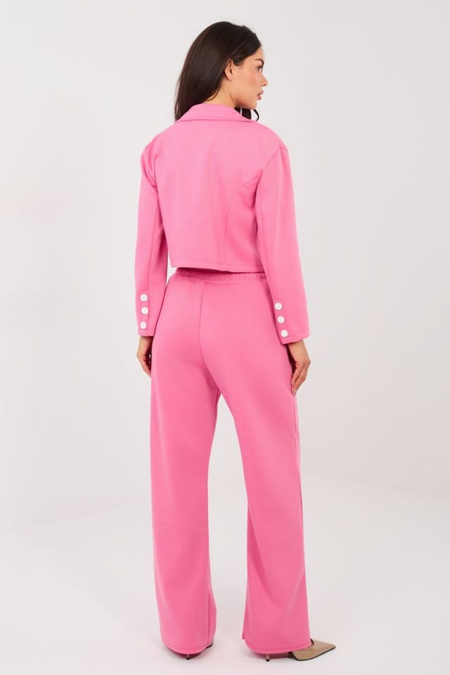 Love Lace Love Lace Women's Stylish Button Jacket & Straight Trouser Set in Pink - 2