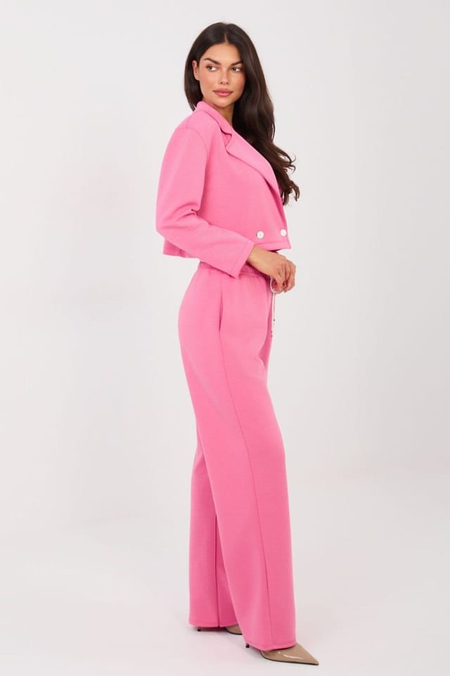 Love Lace Love Lace Women's Stylish Button Jacket & Straight Trouser Set in Pink - 3