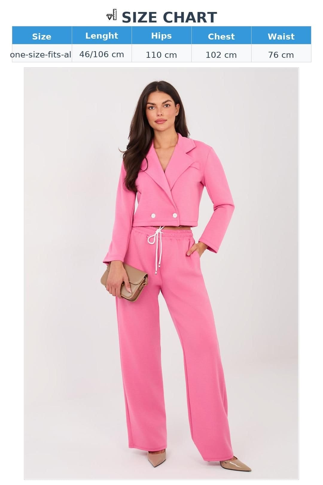 Love Lace Love Lace Women's Stylish Button Jacket & Straight Trouser Set in Pink - 4
