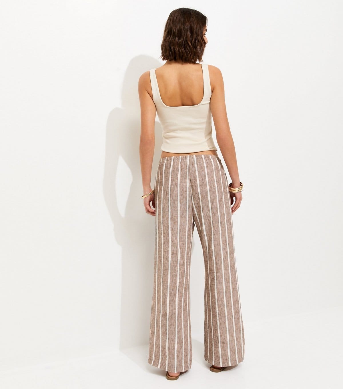 New Look Women's Brown Striped Wide Leg Trousers New Look - 4