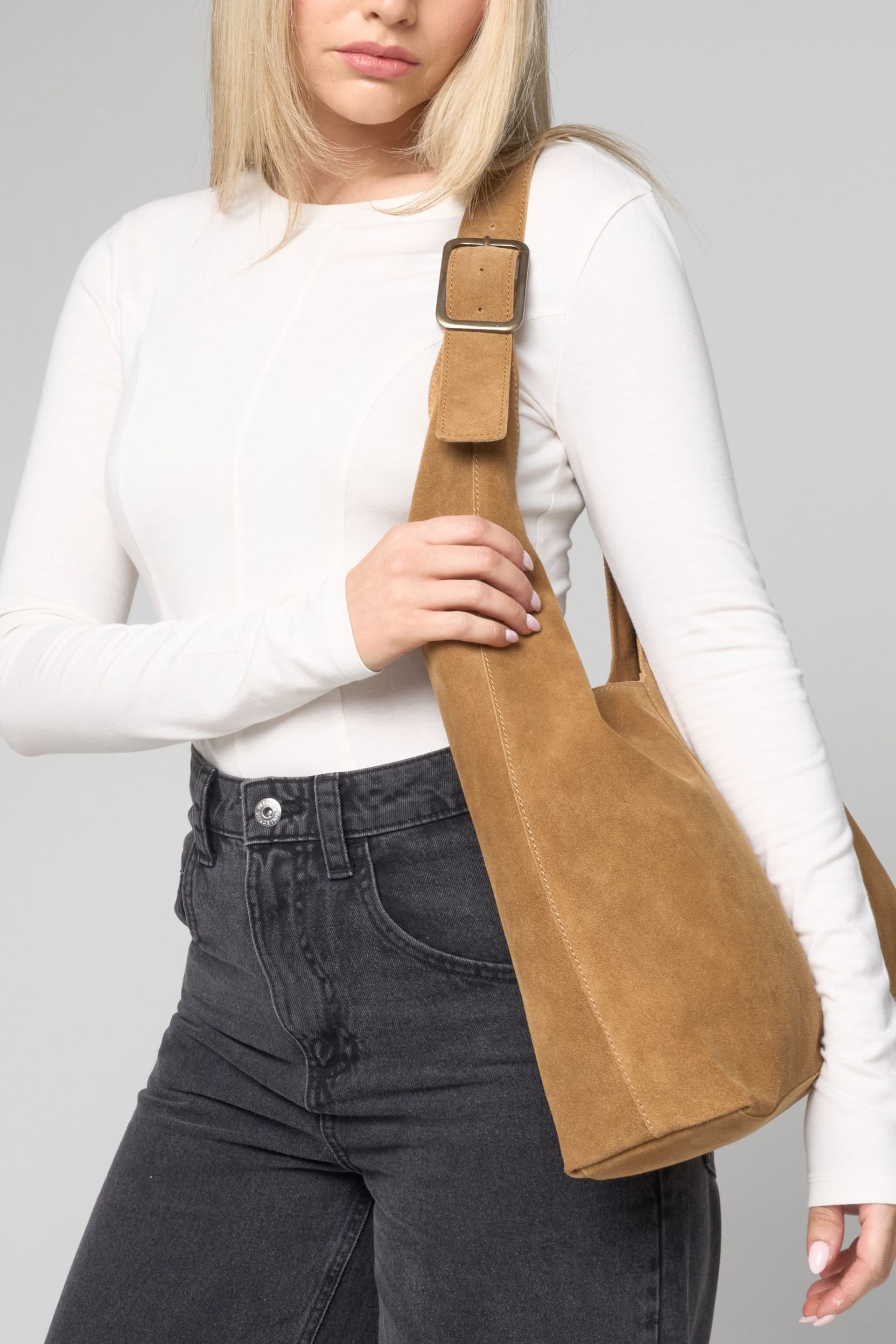 Barneys Originals Barneys Originals Women's Suede Slouch Bag in Tan - 4